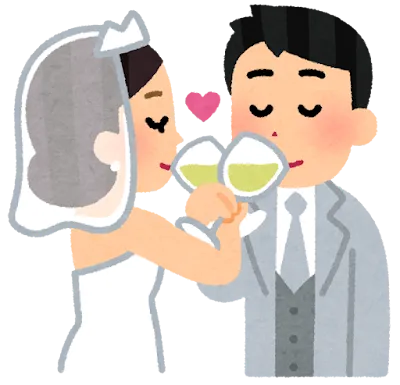 Creepy NutsのR-指定と江藤菜摘さんの結婚式をイメージしたイラスト