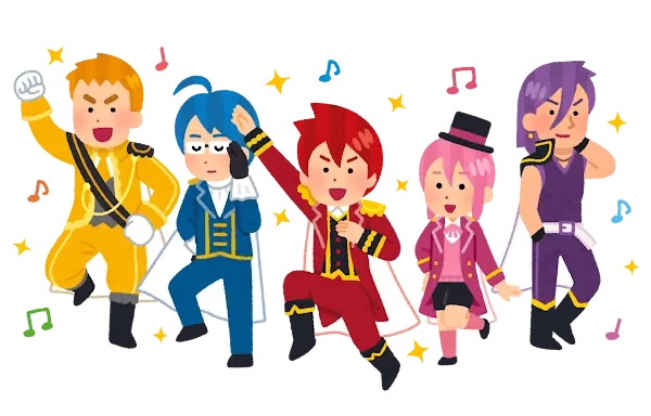 5人組のアイドルのイラスト