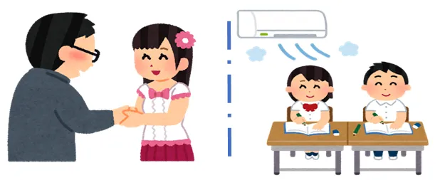 アイドル活動と中学校生活での勉強のイラスト