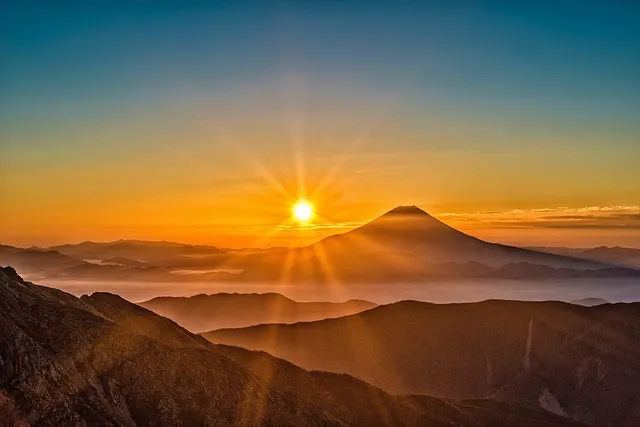 富士山から昇る朝日